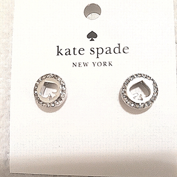Kate Spade Halo Stud Earrings - Spot the Spade in Silver NEW - Picture 1 of 6